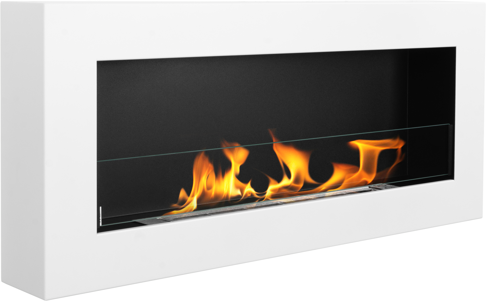 Campo24 Ethanolkamin Premium-Wandkamin 900×400mm weiß matt Kamin Sicherheitsglas modern