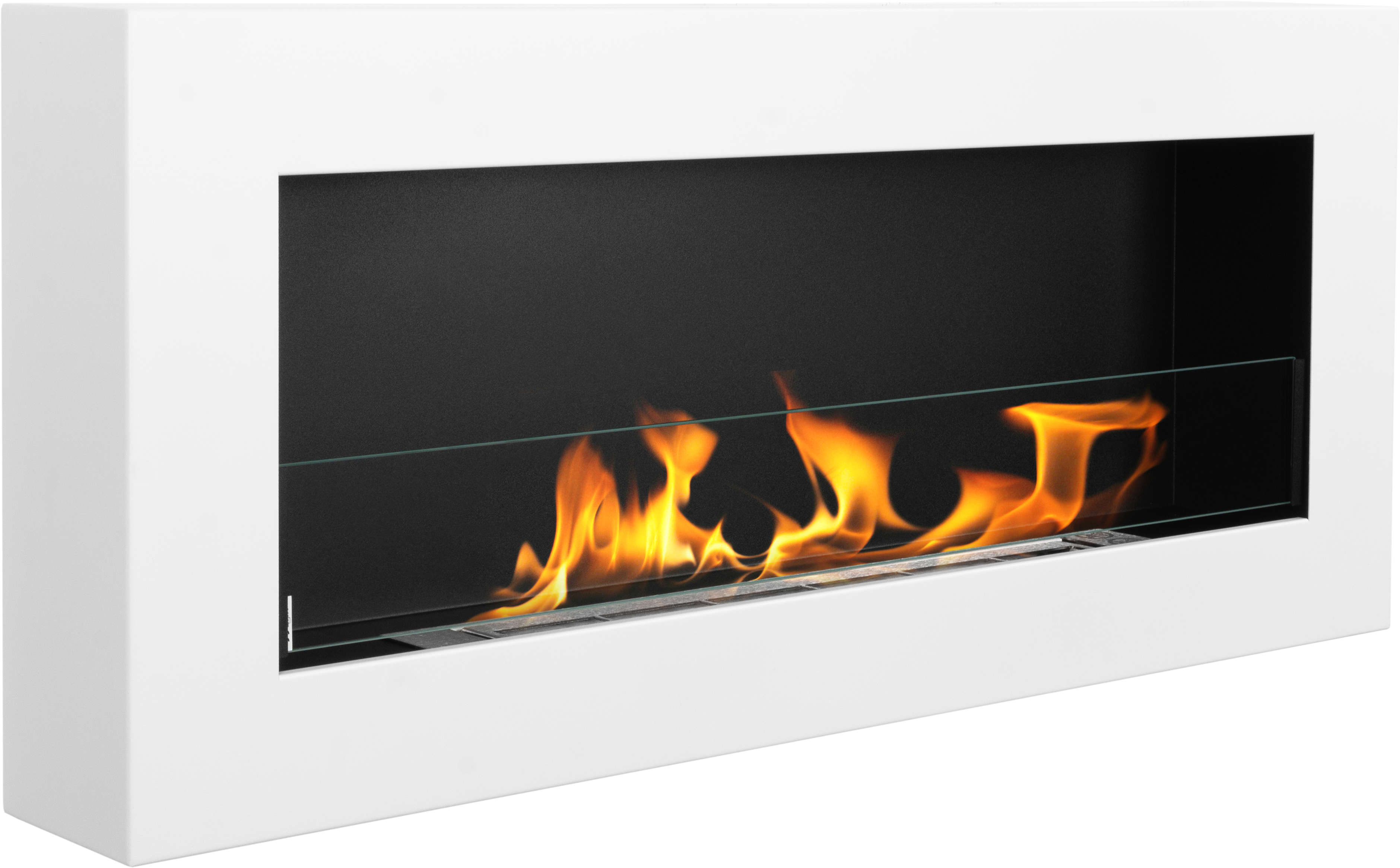 Campo24 Ethanolkamin Premium-Wandkamin 900×400mm weiß matt Kamin Sicherheitsglas modern