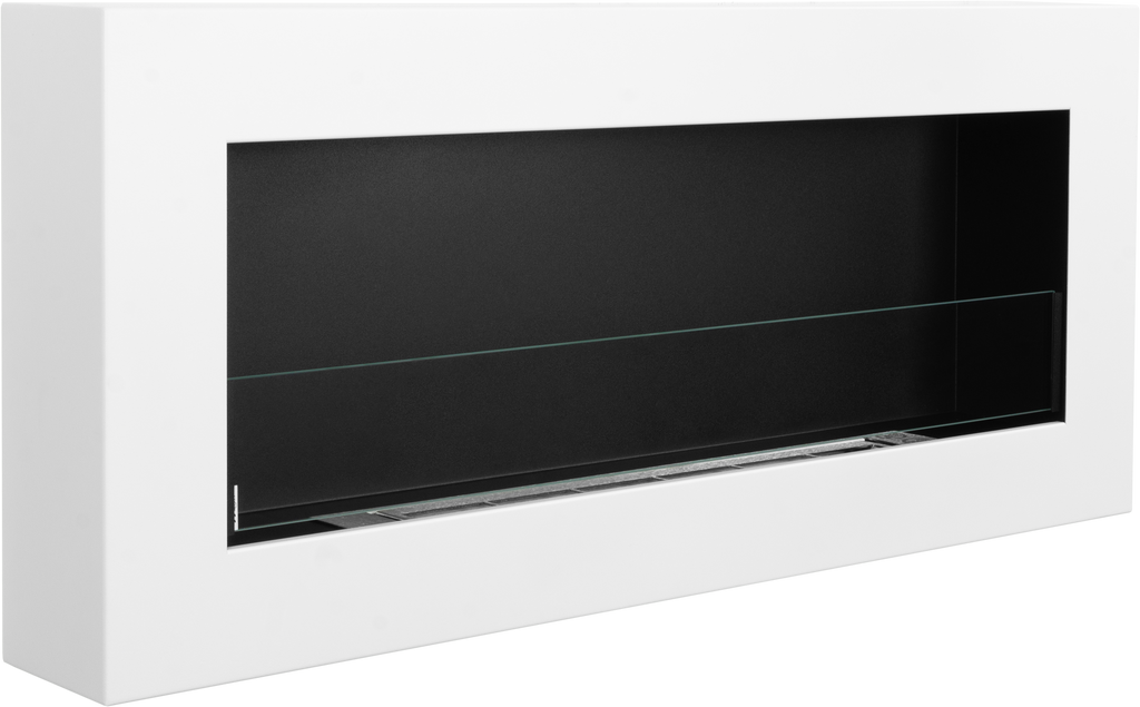 Campo24 Ethanolkamin Premium-Wandkamin 900×400mm weiß matt Kamin Sicherheitsglas modern