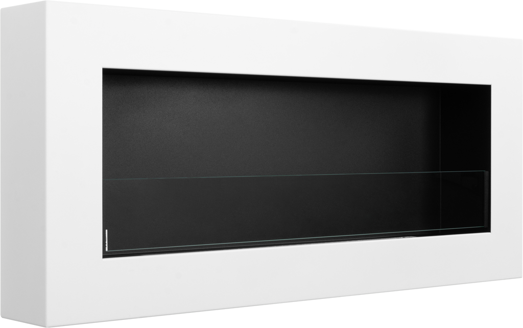 Campo24 Ethanolkamin Premium-Wandkamin 900×400mm weiß matt Kamin Sicherheitsglas modern