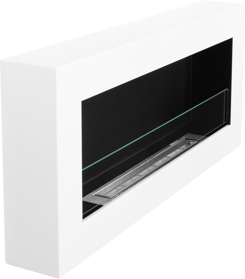 Campo24 Ethanolkamin Premium-Wandkamin 900×400mm weiß matt Kamin Sicherheitsglas modern