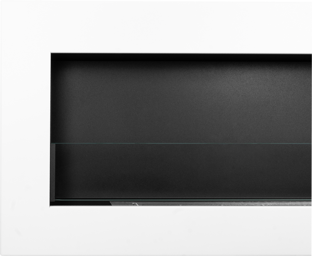 Campo24 Ethanolkamin Premium-Wandkamin 900×400mm weiß matt Kamin Sicherheitsglas modern