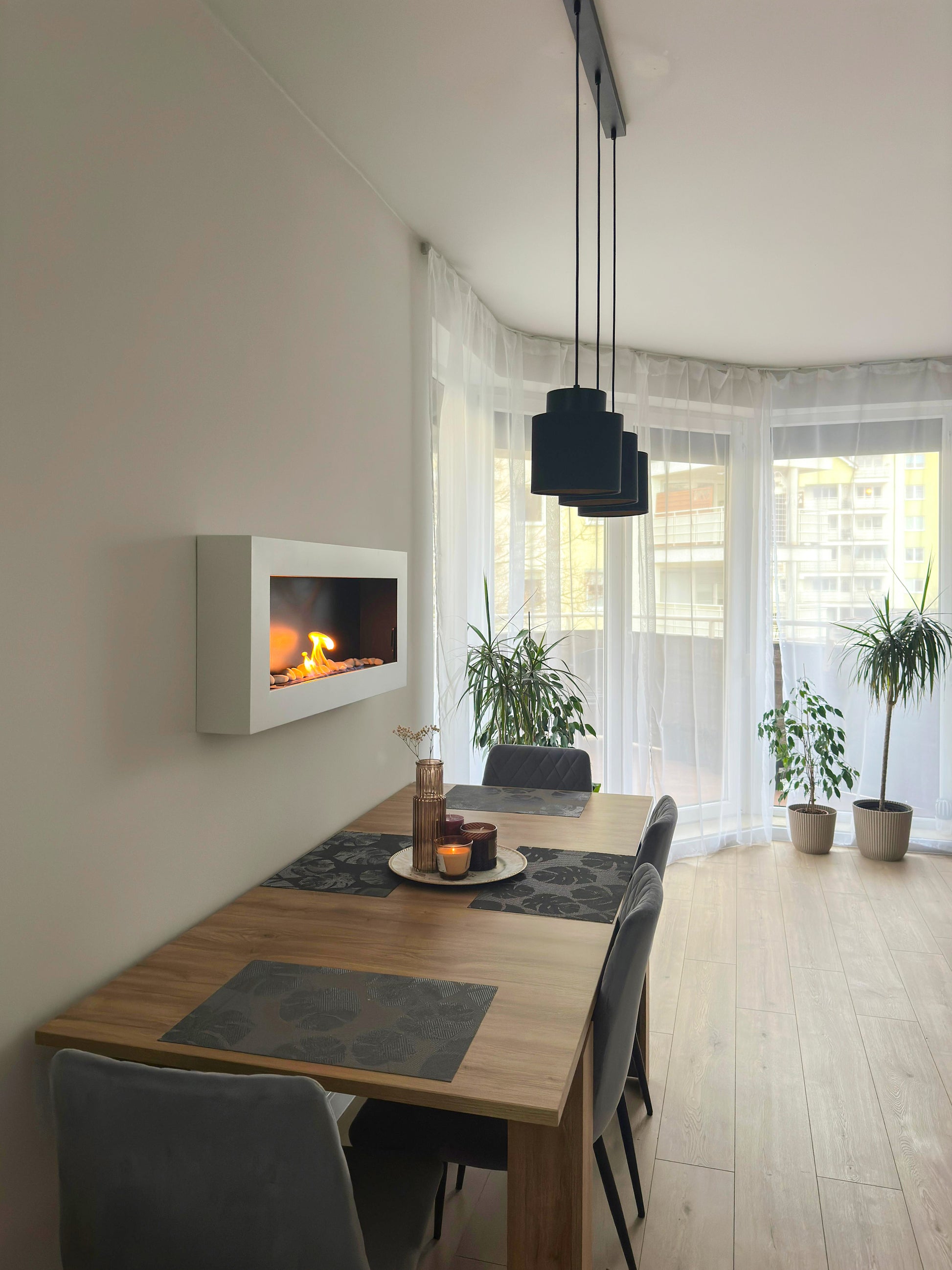 Campo24 Ethanolkamin Premium-Wandkamin 900×400mm weiß matt  modernes Design