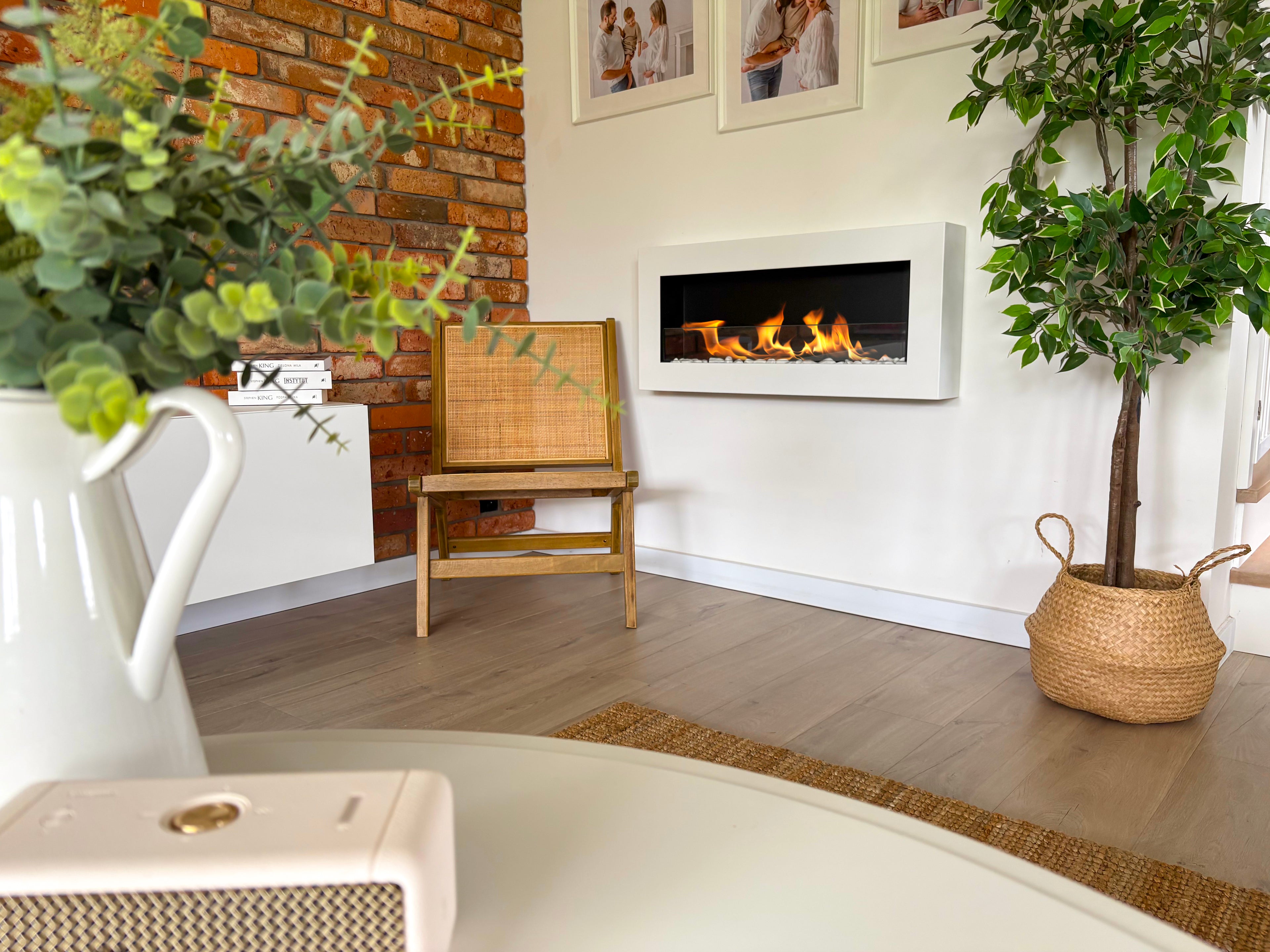 Campo24 Ethanolkamin Premium-Wandkamin 900×400mm weiß matt Kamin Sicherheitsglas modern