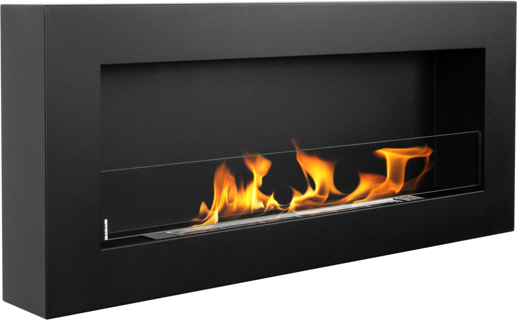 Campo24 Ethanolkamin Premium-Wandkamin 900×400mm schwarz matt Kamin Sicherheitsglas modern