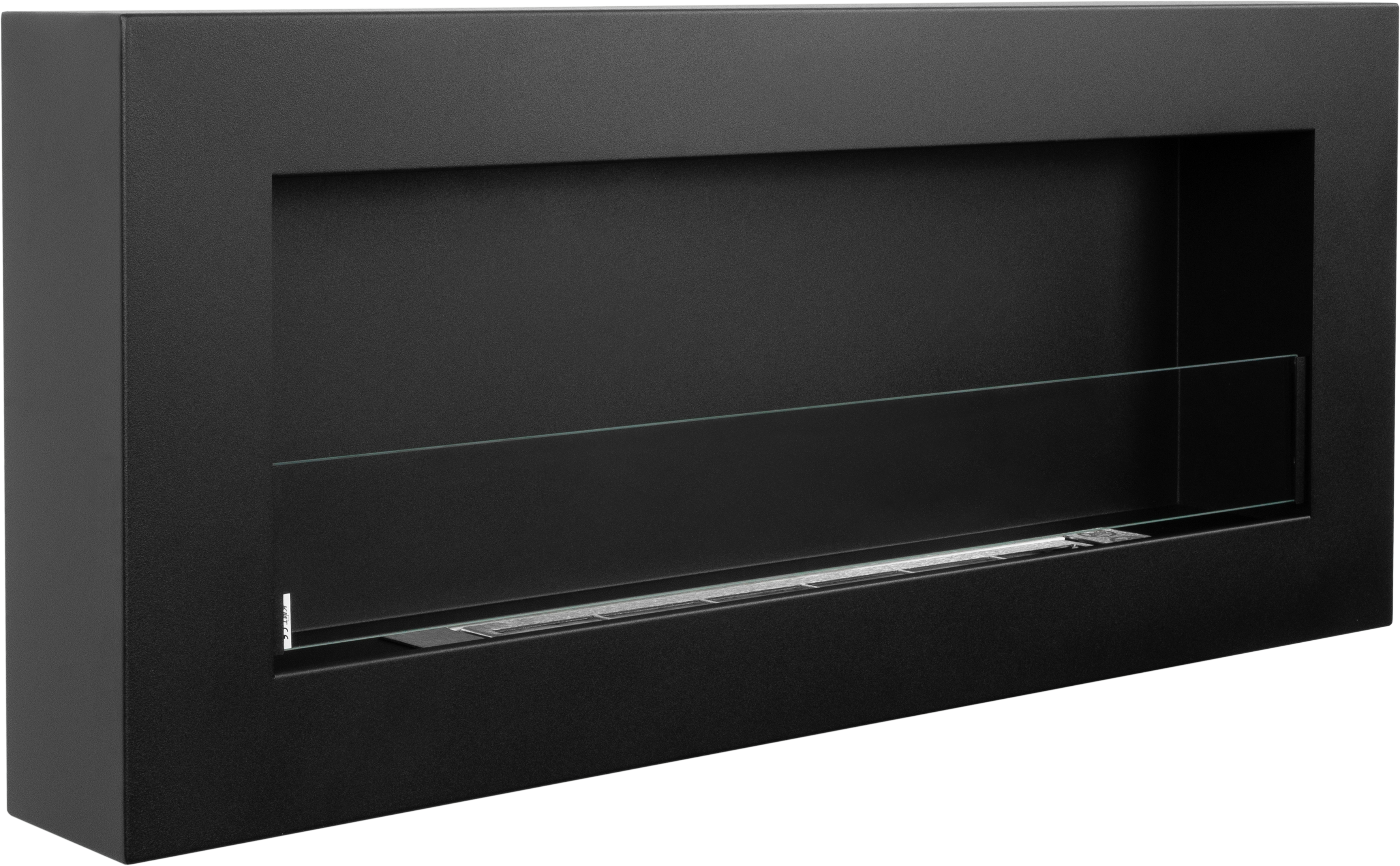 Campo24 Ethanolkamin Premium-Wandkamin 900×400mm schwarz matt mit integriertem Sicherheitsglas. Wandkamin Dekokamin Kaminofen Kaminfeuer Kamin