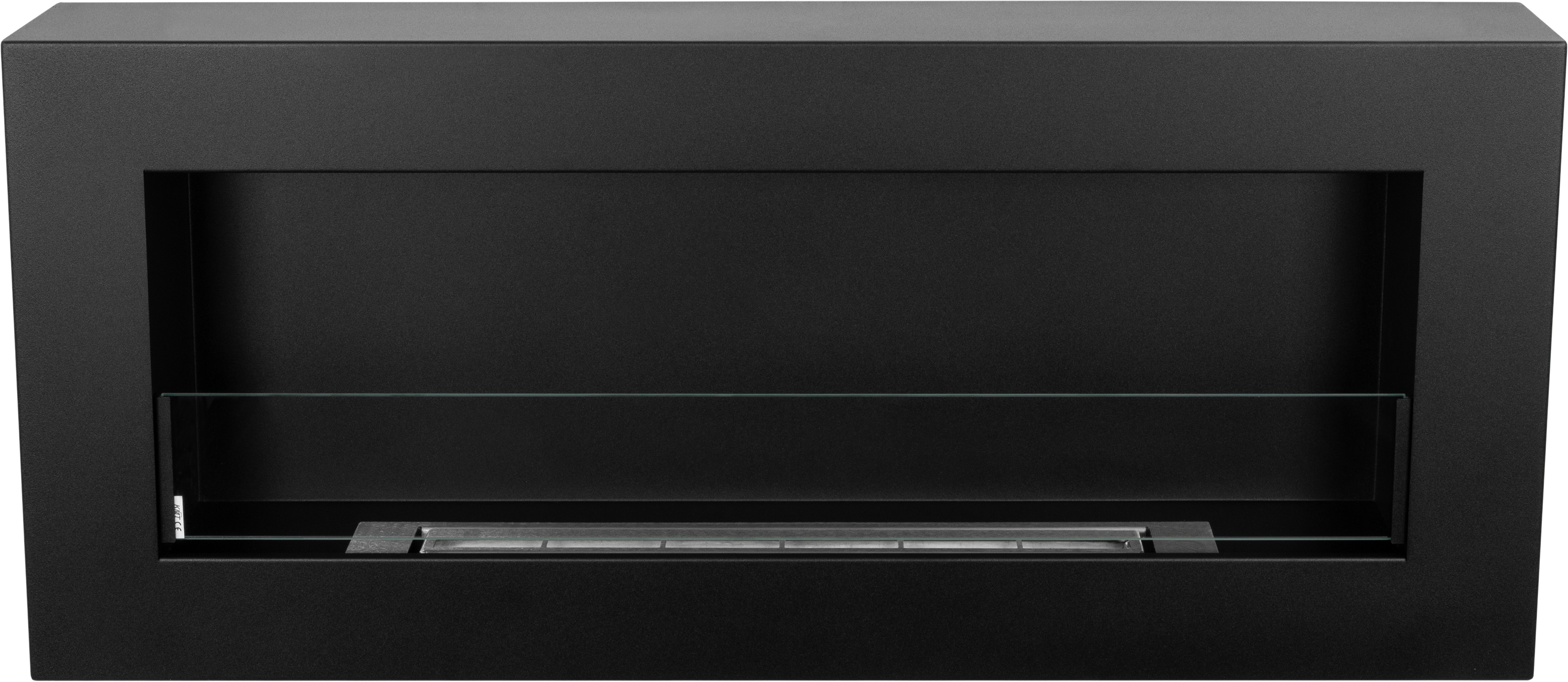 Campo24 Ethanolkamin Premium-Wandkamin 900×400mm schwarz matt mit integriertem Sicherheitsglas. Wandkamin Dekokamin Kaminofen Kaminfeuer Kamin