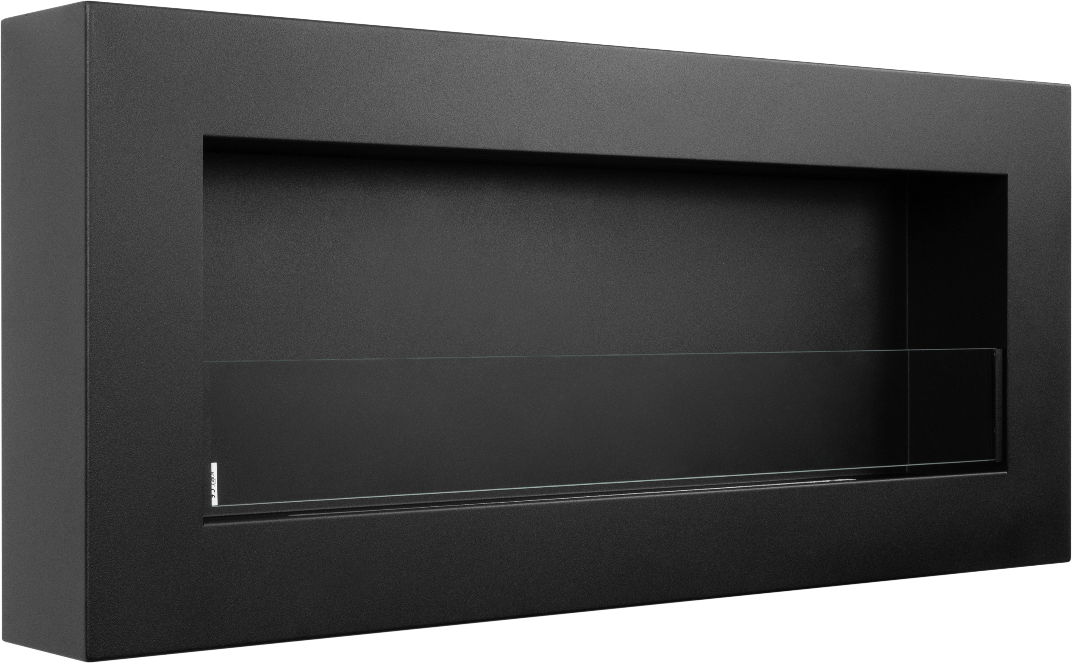 Campo24 Ethanolkamin Premium-Wandkamin 900×400mm schwarz matt mit integriertem Sicherheitsglas. Wandkamin Dekokamin Kaminofen Kaminfeuer Kamin