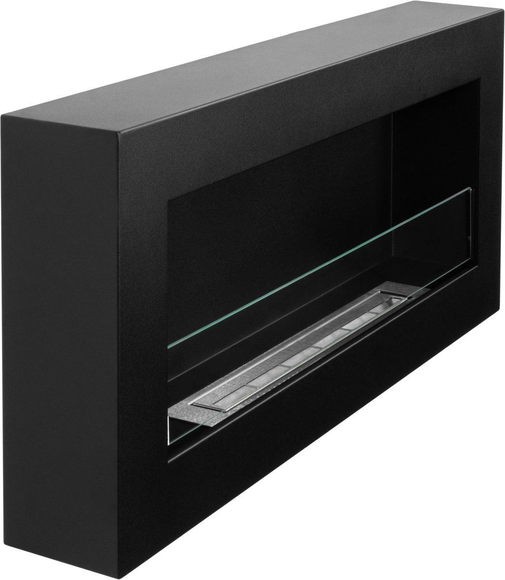 Campo24 Ethanolkamin Premium-Wandkamin 900×400mm schwarz matt Kamin Sicherheitsglas modern