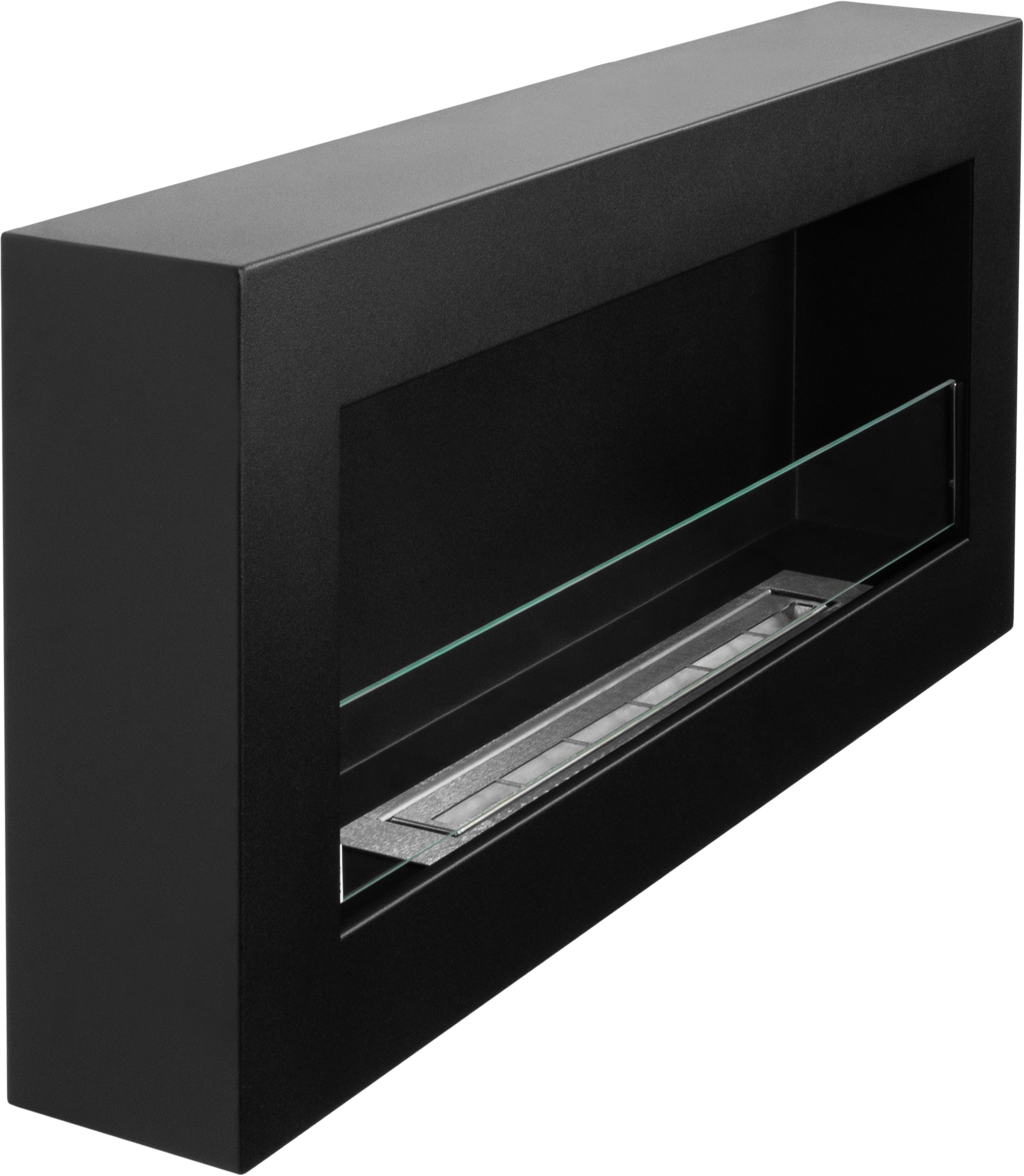 Campo24 Ethanolkamin Premium-Wandkamin 900×400mm schwarz matt mit integriertem Sicherheitsglas. Wandkamin Dekokamin Kaminofen Kaminfeuer Kamin