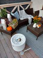 Campo24 - Fire bowl round white - 47.5x32.5cm - Garden fire bowl / Outdoor fire bowl / Fire bowl for terrace / Modern design fire bowl