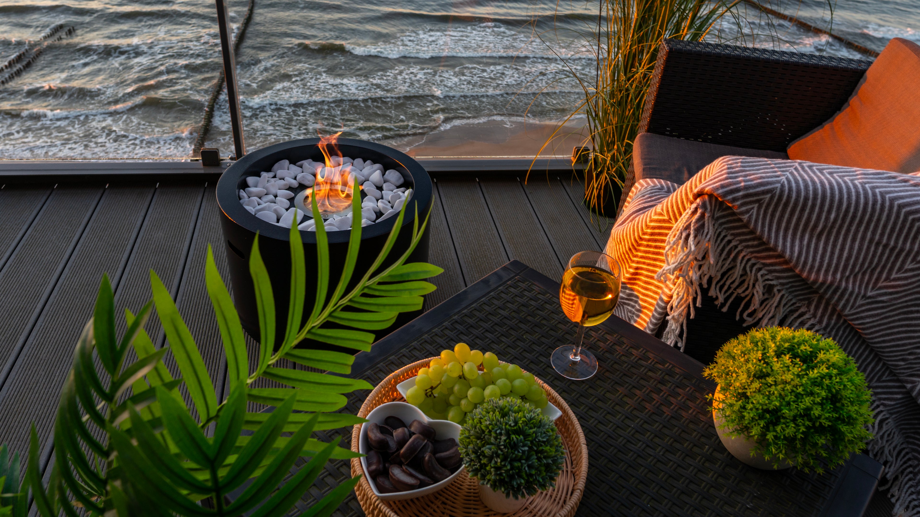 Campo24 - Fire bowl round black - 47.5x32.5cm - Garden fire bowl / Outdoor fire bowl / Fire bowl for terrace / Modern design fire bowl (copy)