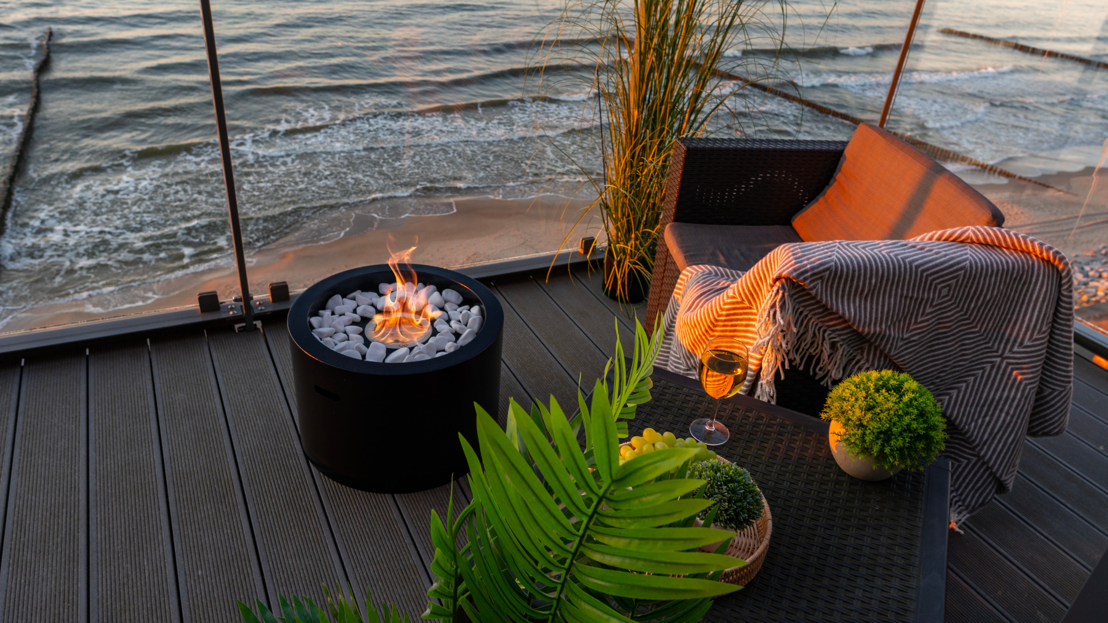 Campo24 - Fire bowl round black - 47.5x32.5cm - Garden fire bowl / Outdoor fire bowl / Fire bowl for terrace / Modern design fire bowl (copy)