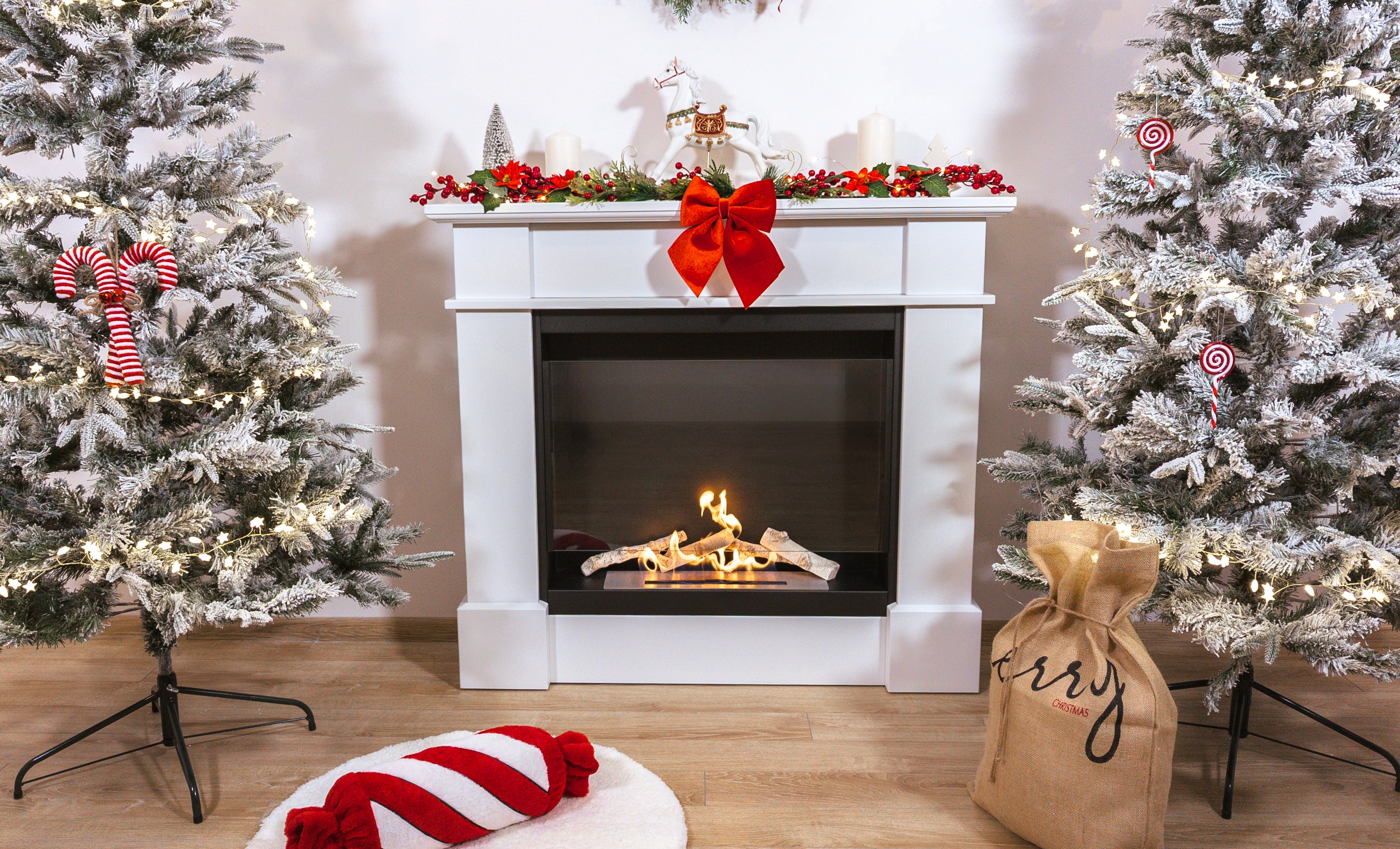 Campo24 Ethanol Fireplace Paula Bioethanol Fireplace Freestanding Unit – Decorative Fireplace for Indoors, Modern Design, Odorless, Safe &amp; Environmentally Friendly