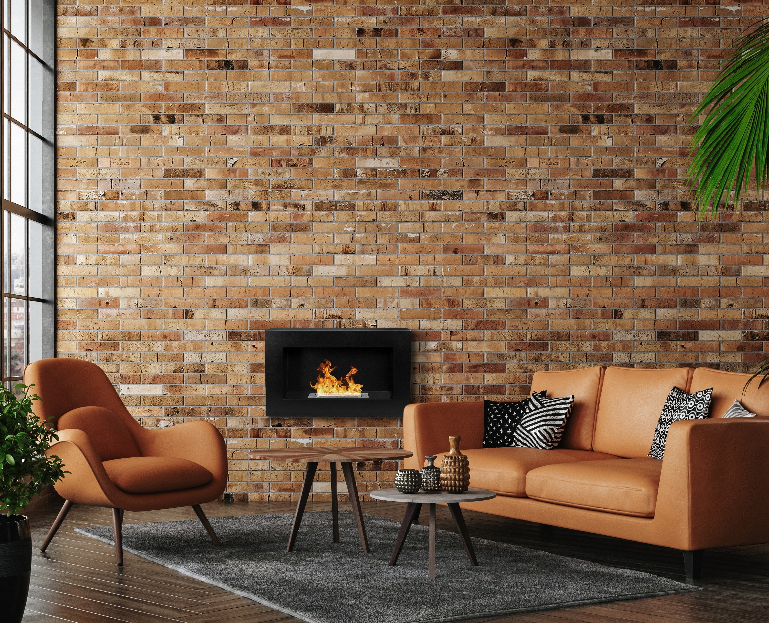 Campo24 - Gel and Wall Ethanol Fireplace + Aromatherapy Bowl, Black 65 cm