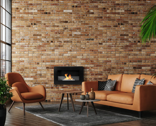 Campo24 - Gel &amp; Wall Ethanol Fireplace with Safety Glass - Gel Fireplace Ethanol Fireplace - Black - 65cm