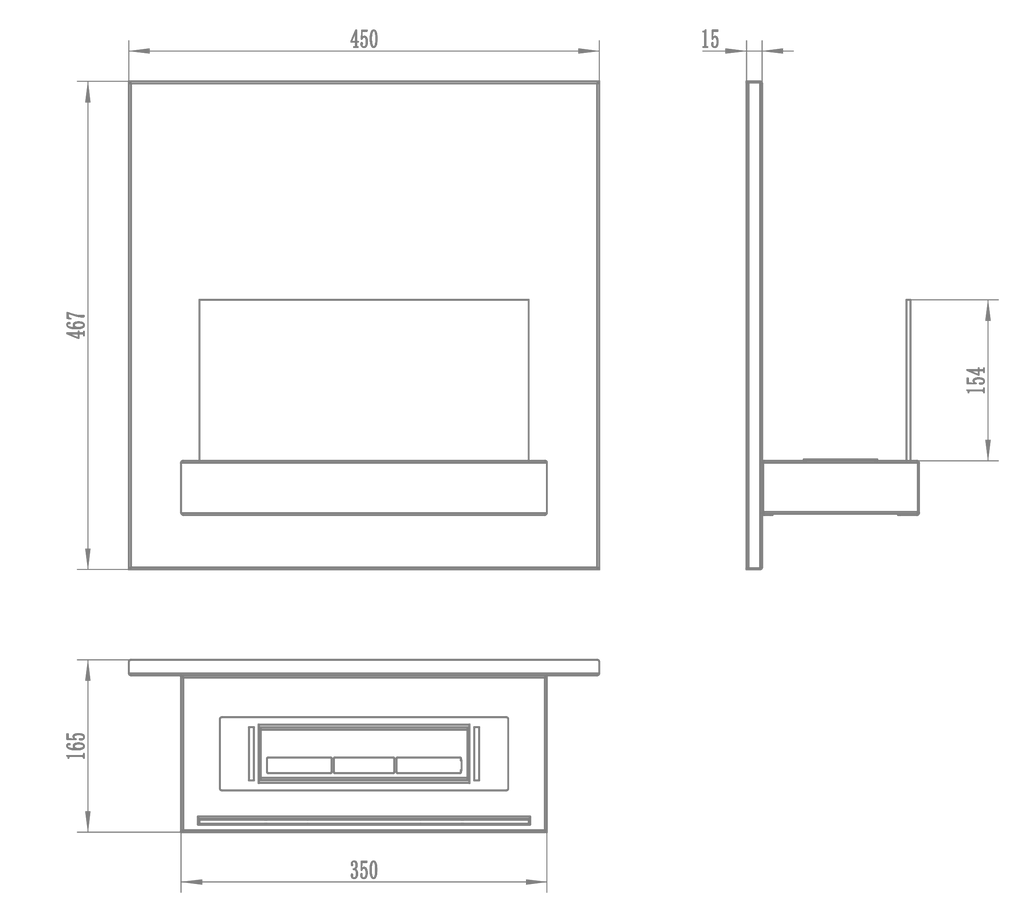 Campo24 - BlackBOARD Flame -  Ethanol-Kamin **Schwarz** gelkamin ethanolkamin Wand