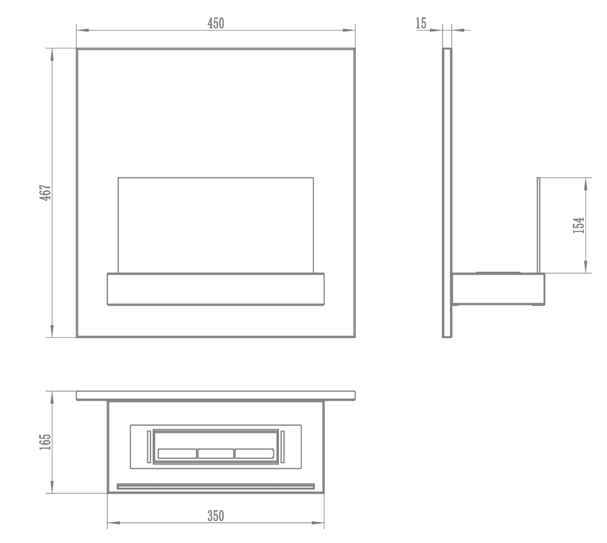 Campo24 - BlackBOARD Flame -  Ethanol-Kamin **Schwarz** gelkamin ethanolkamin Wand