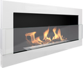Campo24 - Gel &amp; Wall Ethanol Fireplace with Safety Glass - Gel Fireplace Ethanol Fireplace - White High Gloss - 90cm