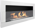 Campo24 - Gel &amp; Wall Ethanol Fireplace with Safety Glass - Gel Fireplace Ethanol Fireplace - White High Gloss - 90cm