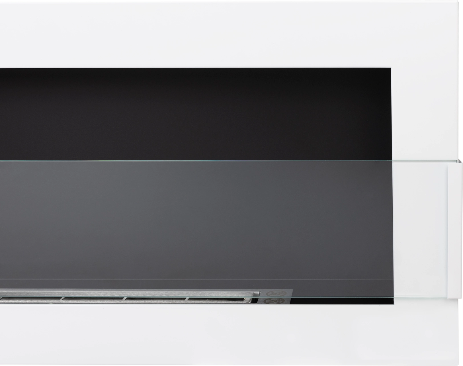 Campo24 - Gel &amp; Wall Ethanol Fireplace with Safety Glass - Gel Fireplace Ethanol Fireplace - White High Gloss - 90cm