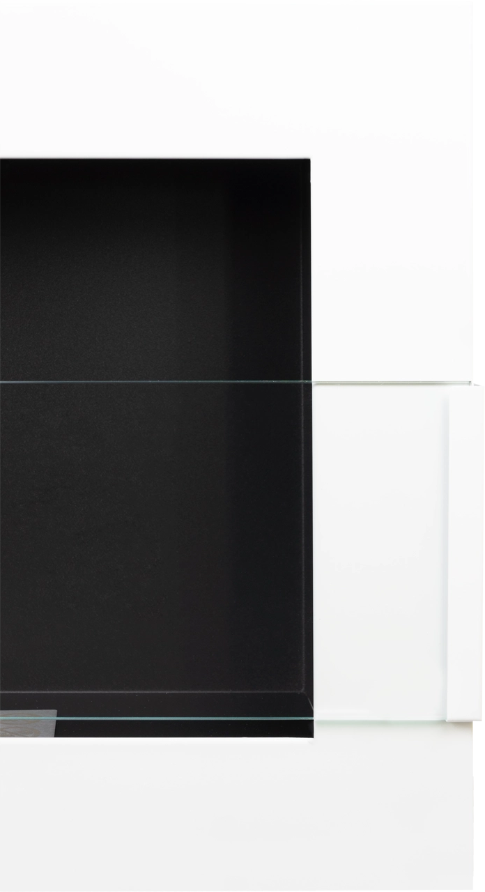 Campo24 - Gel &amp; Wall Ethanol Fireplace with Safety Glass - Gel Fireplace Ethanol Fireplace - White High Gloss - 90cm