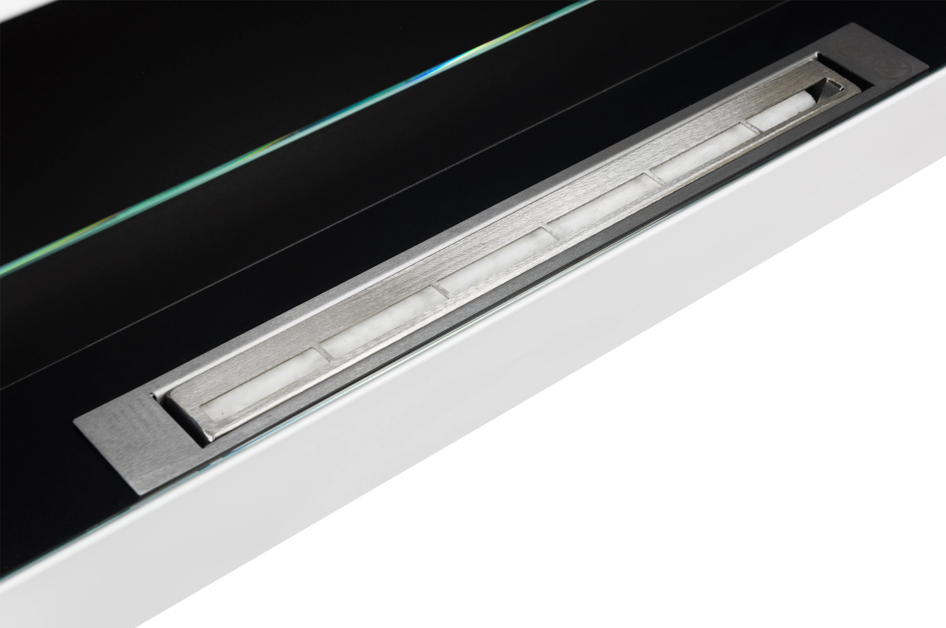 Campo24 - Gel &amp; Wall Ethanol Fireplace with Safety Glass - Gel Fireplace Ethanol Fireplace - White High Gloss - 90cm