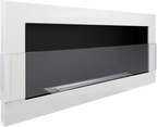 Campo24 - Gel &amp; Wall Ethanol Fireplace with Safety Glass - Gel Fireplace Ethanol Fireplace - White High Gloss - 90cm