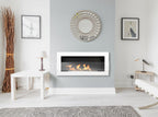 Campo24 - Gel &amp; Wall Ethanol Fireplace with Safety Glass - Gel Fireplace Ethanol Fireplace - White High Gloss - 65 cm