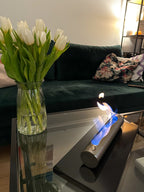 Campo24 Tischkamin Edelstahl Bioethanol – elegantes Tischfeuer Ethanol für Indoor & Outdoor – kompakte Ethanol Feuerstelle für Balkon, Terrasse & Garten – Feuertisch Outdoor Design – 0,5L Edelstahl Brenner