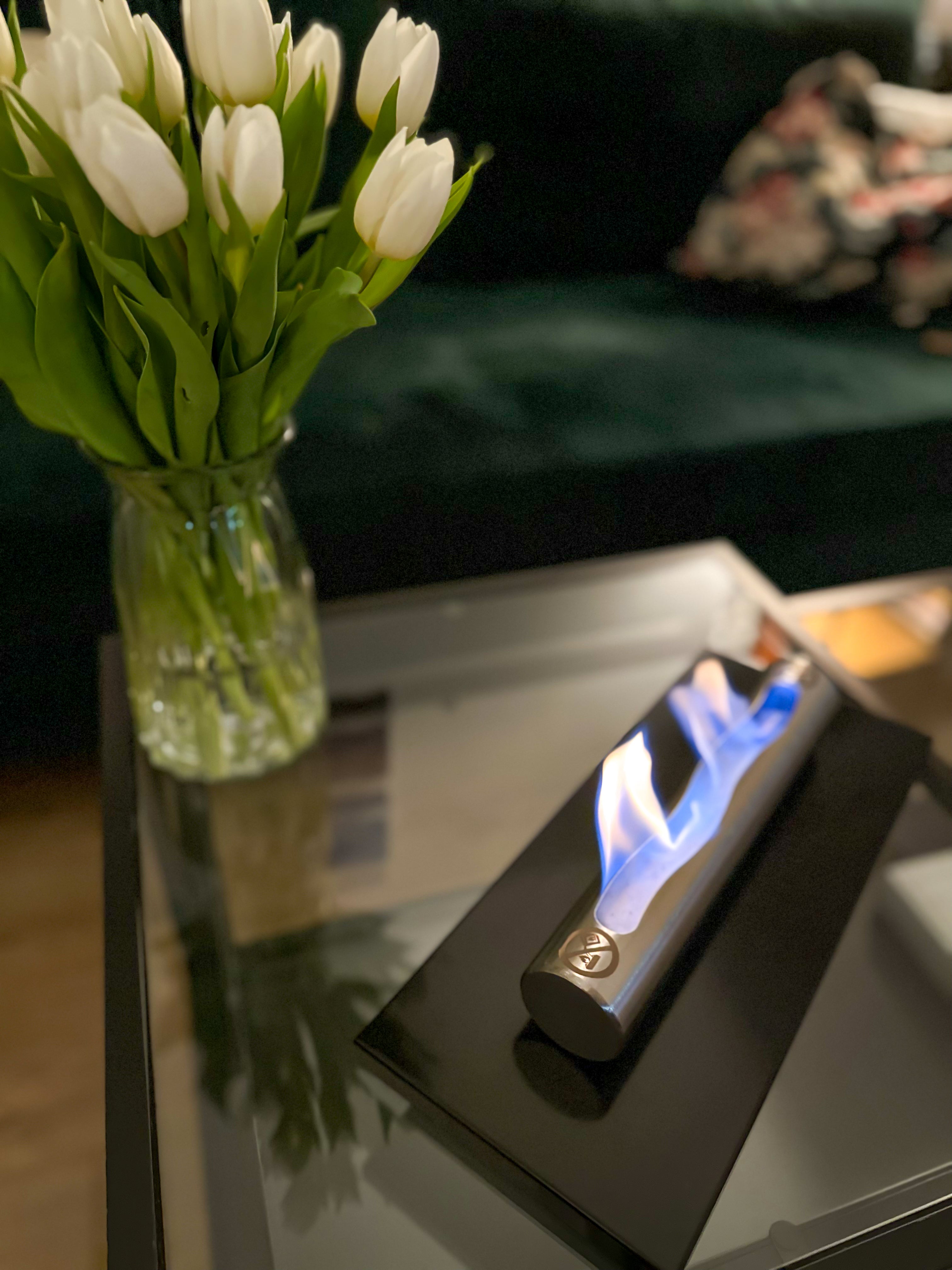 Campo24 Tischkamin Edelstahl Bioethanol – elegantes Tischfeuer Ethanol für Indoor & Outdoor – kompakte Ethanol Feuerstelle für Balkon, Terrasse & Garten – Feuertisch Outdoor Design – 0,5L Edelstahl Brenner