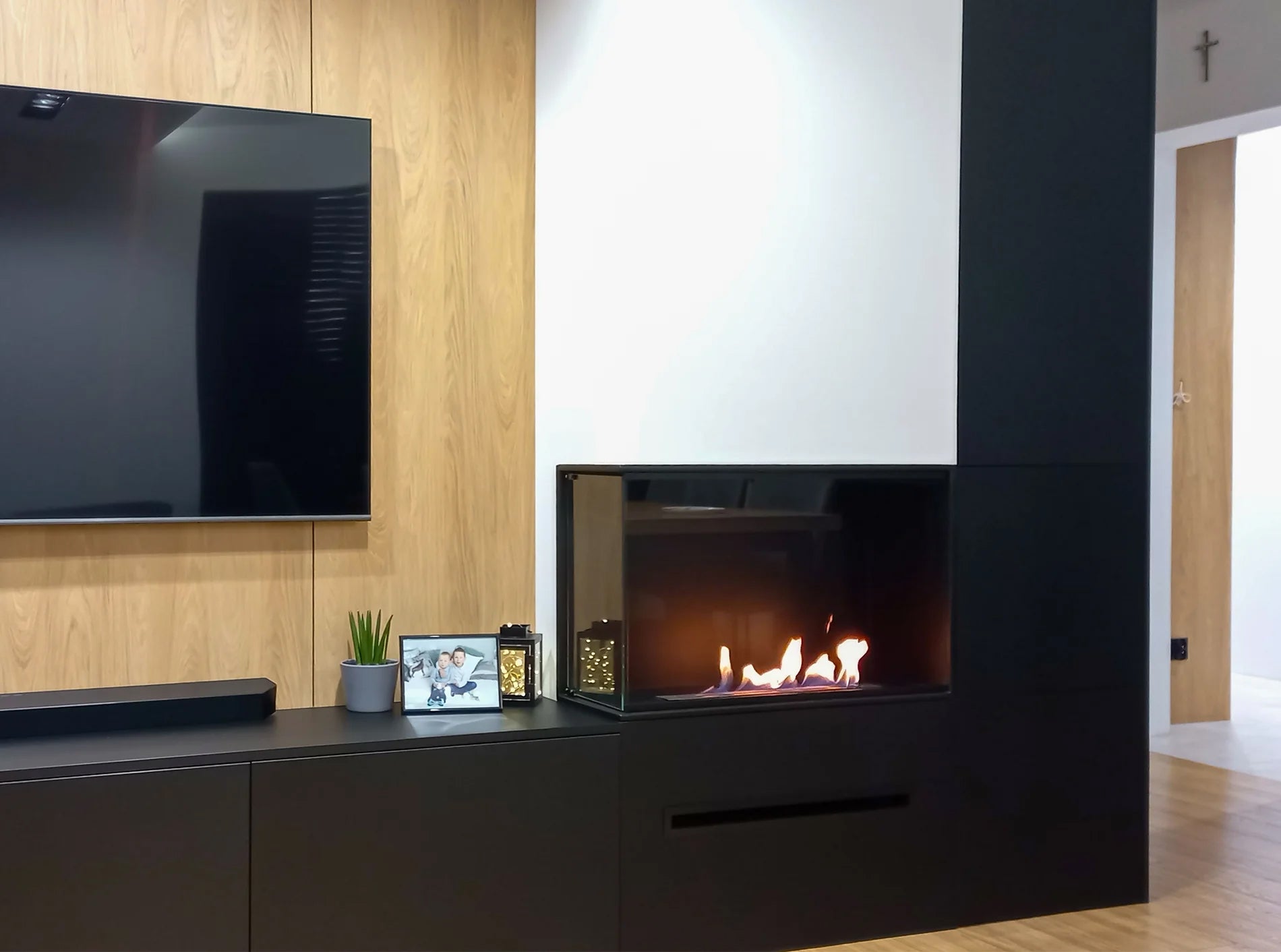 Built-in corner fireplace left 80x50x30 ethanol fireplace bioethanol wall fireplace decorative fireplace (copy)