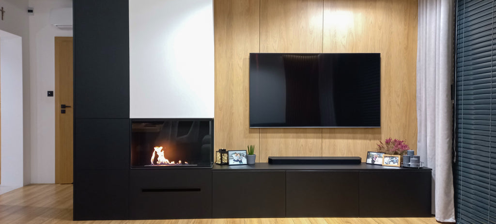 Einbau Eckkamin Rechts 80x50x30 Ethanolkamin Bioethanol Wandkamin Dekokamin