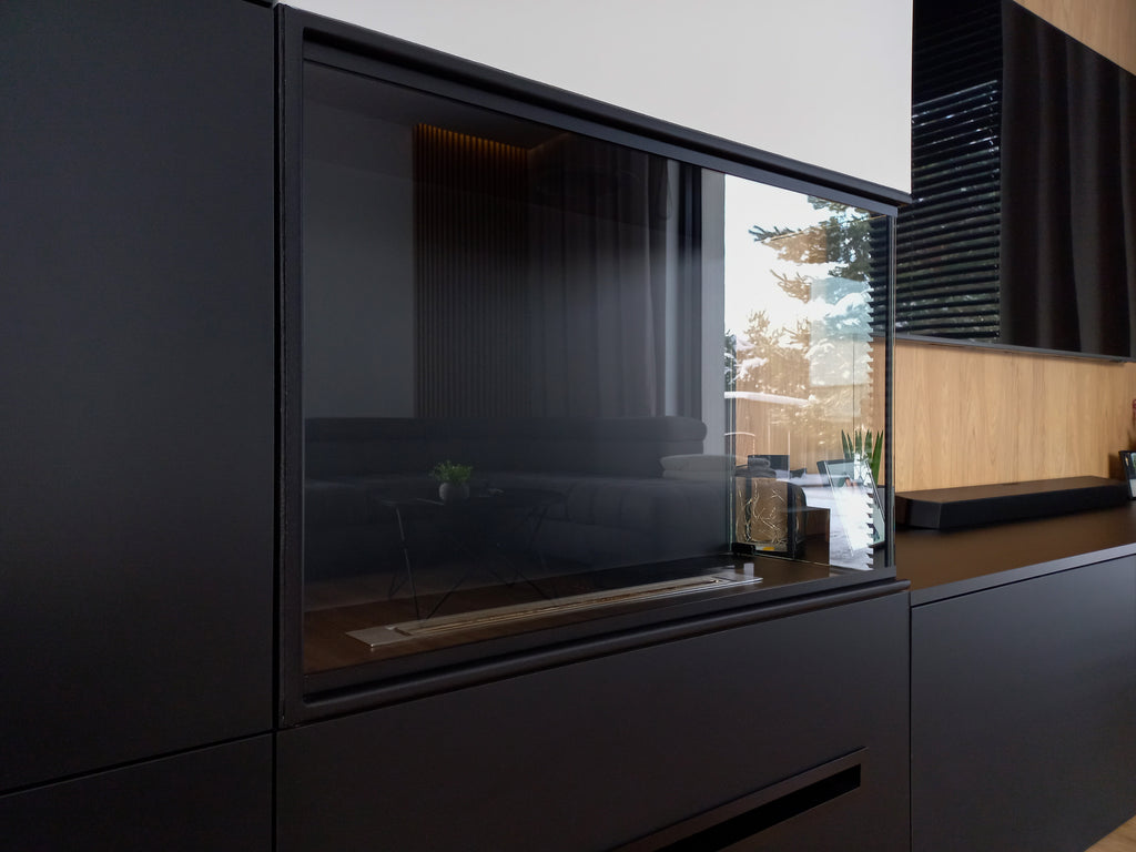 Einbau Eckkamin Rechts 80x50x30 Ethanolkamin Bioethanol Wandkamin Dekokamin