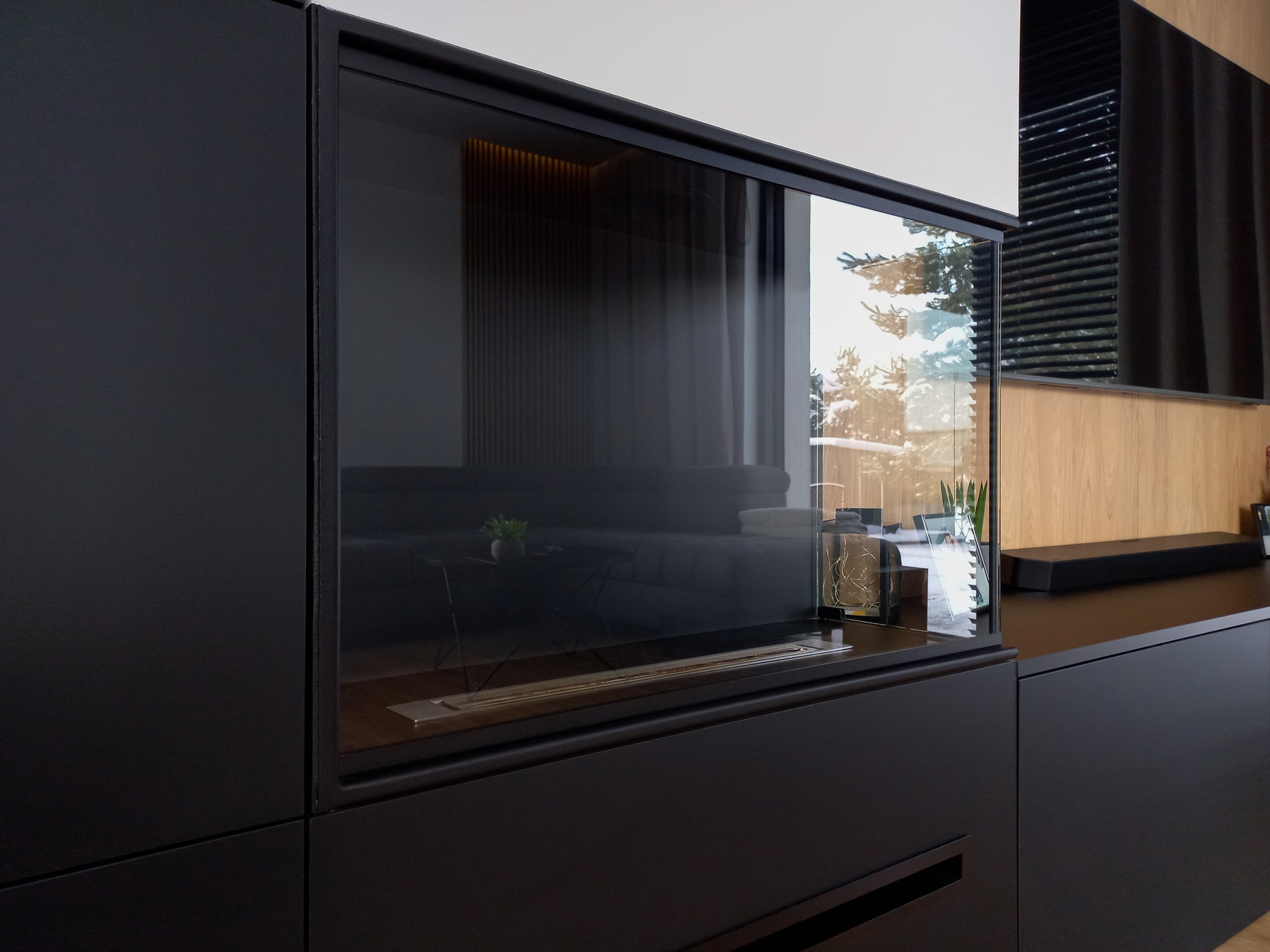 Einbau Eckkamin Rechts 80x50x30 Ethanolkamin Bioethanol Wandkamin Dekokamin