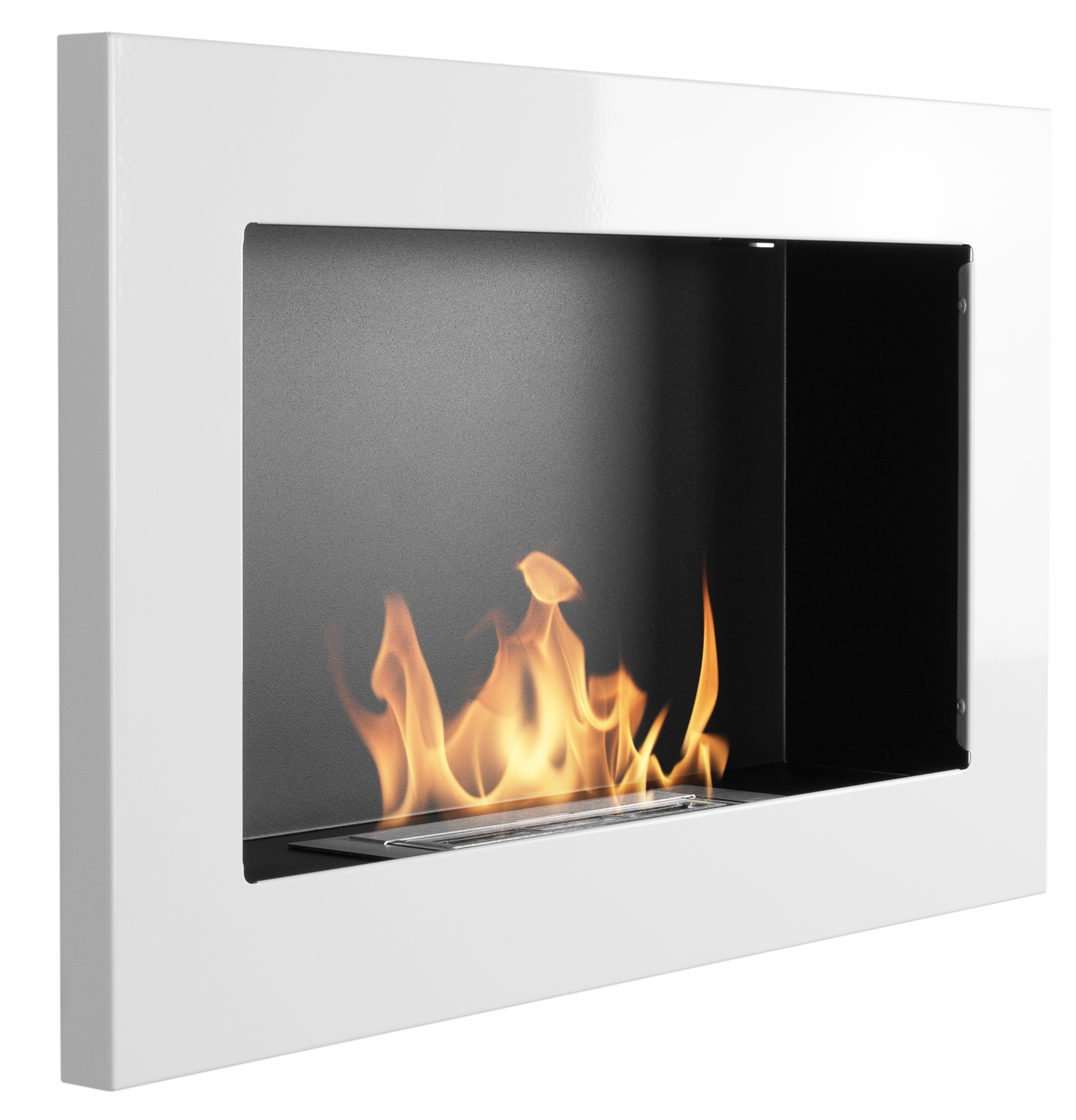 Campo24 - Gel and wall ethanol fireplace, white high gloss, 65cm