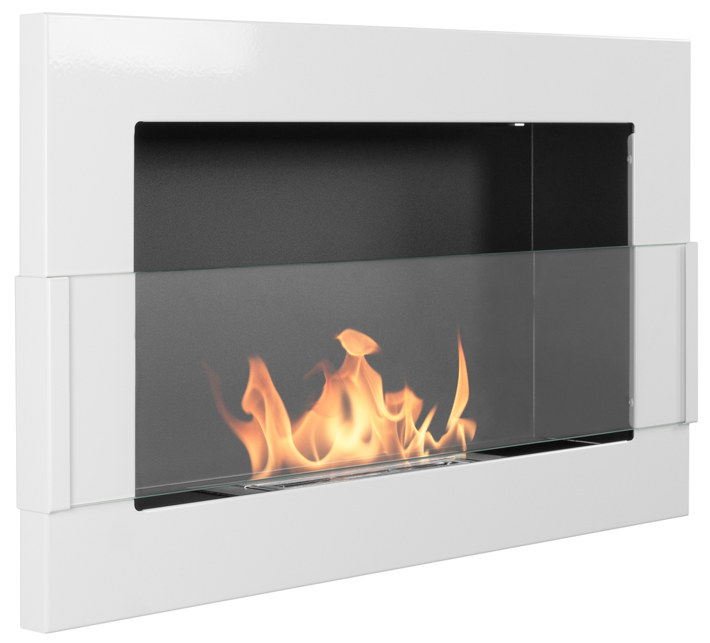 Campo24 - Gel- & Wand-Ethanol - Kamin mit Sicherheitsglas - Gelkamin Ethanolkamin - Weiß Hochglanz - 65 cm