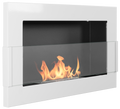 Campo24 - Gel &amp; Wall Ethanol Fireplace with Safety Glass - Gel Fireplace Ethanol Fireplace - White High Gloss - 65 cm