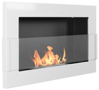 Campo24 - Gel &amp; Wall Ethanol Fireplace with Safety Glass - Gel Fireplace Ethanol Fireplace - White High Gloss - 65 cm