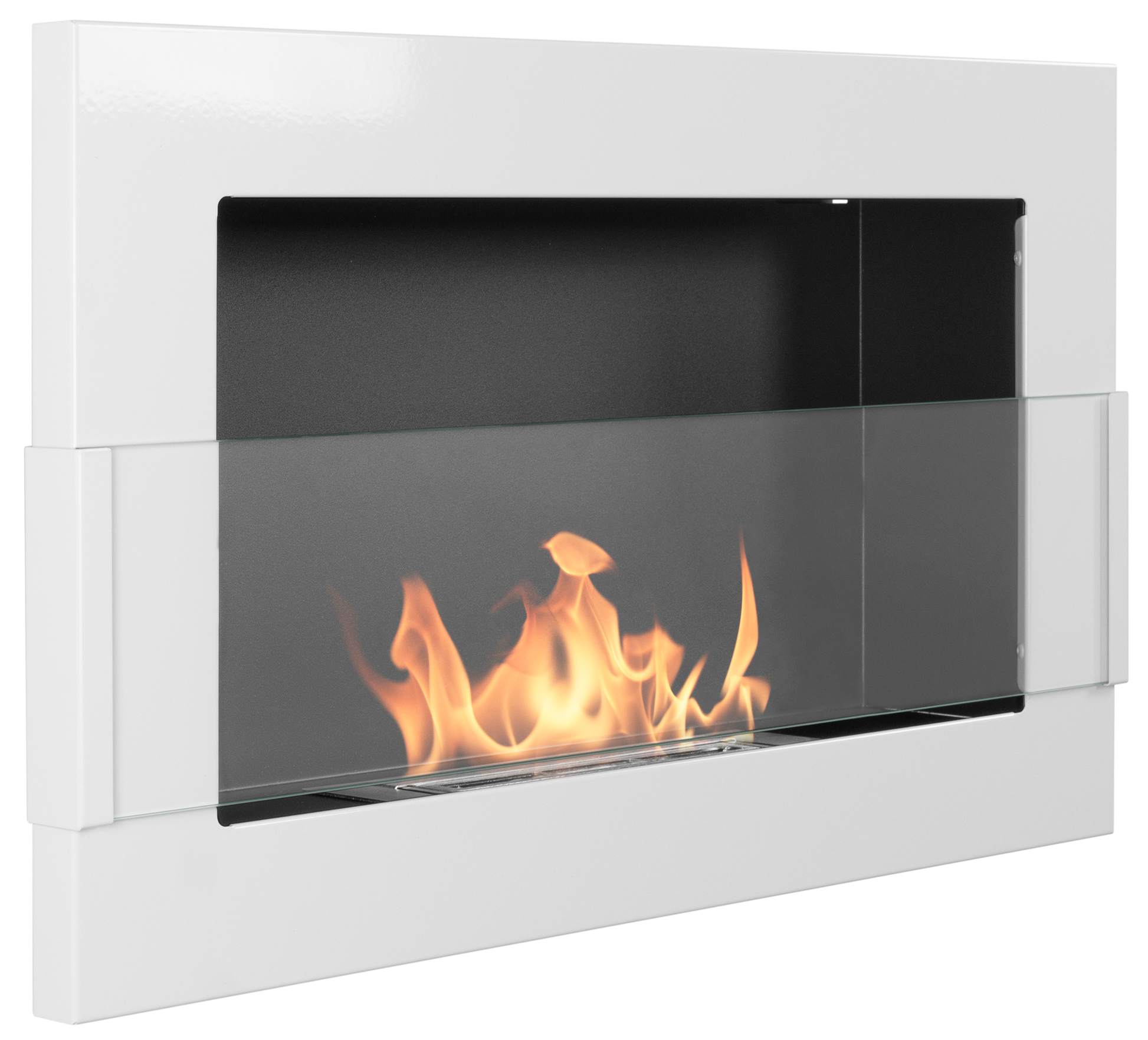 Campo24 - Gel- & Wand-Ethanol - Kamin mit Sicherheitsglas - Gelkamin Ethanolkamin - Weiß Hochglanz - 65 cm