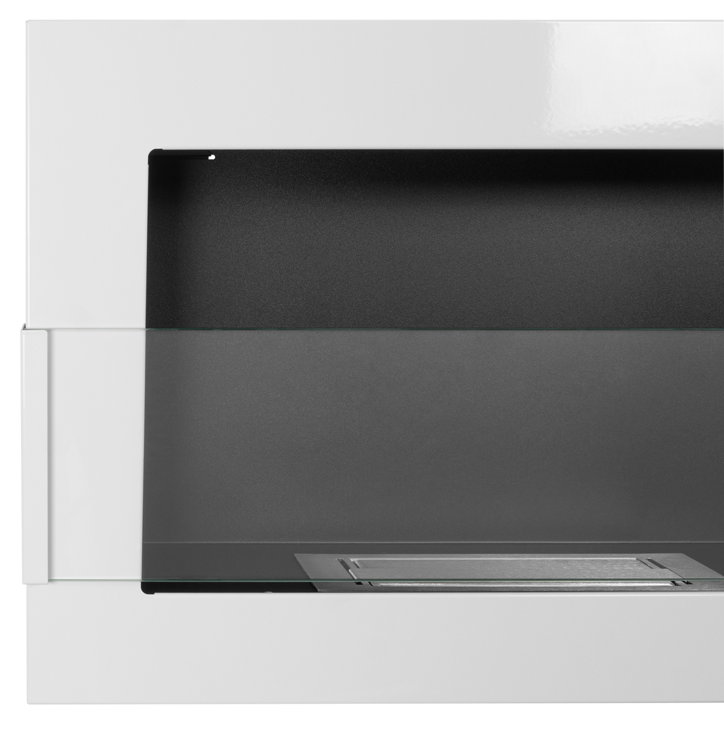 Campo24 - Gel- & Wand-Ethanol - Kamin mit Sicherheitsglas - Gelkamin Ethanolkamin - Weiß Hochglanz - 65 cm