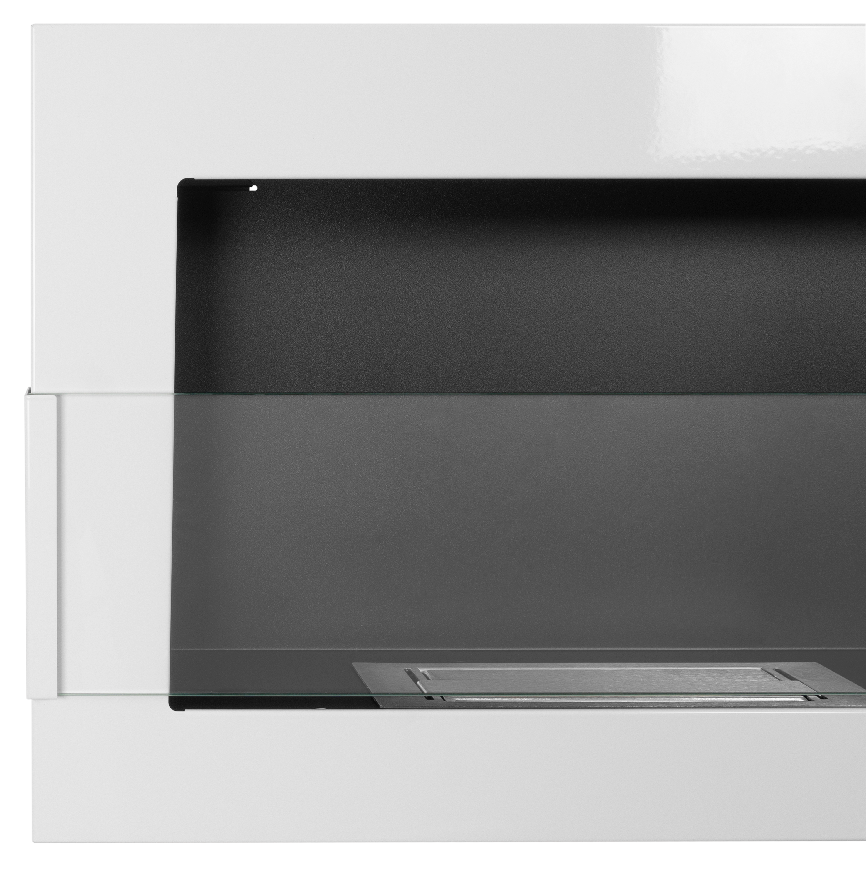 Campo24 - Gel &amp; Wall Ethanol Fireplace with Safety Glass - Gel Fireplace Ethanol Fireplace - White High Gloss - 65 cm