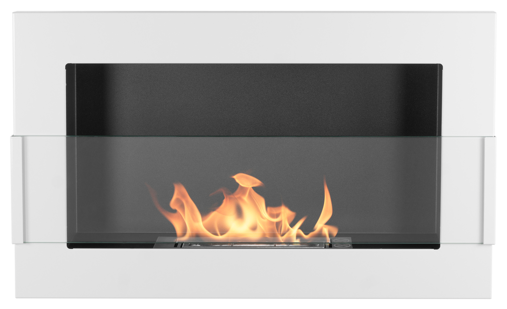 Campo24 - Gel- & Wand-Ethanol - Kamin mit Sicherheitsglas - Gelkamin Ethanolkamin - Weiß Hochglanz - 65 cm
