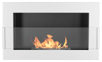 Campo24 - Gel &amp; Wall Ethanol Fireplace with Safety Glass - Gel Fireplace Ethanol Fireplace - White High Gloss - 65 cm