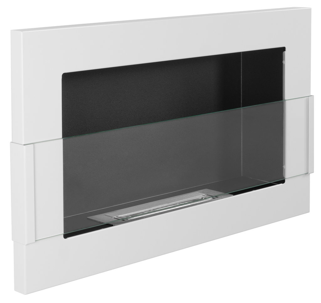Campo24 - Gel- & Wand-Ethanol - Kamin mit Sicherheitsglas - Gelkamin Ethanolkamin - Weiß Hochglanz - 65 cm