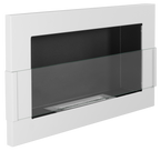Campo24 - Gel &amp; Wall Ethanol Fireplace with Safety Glass - Gel Fireplace Ethanol Fireplace - White High Gloss - 65 cm