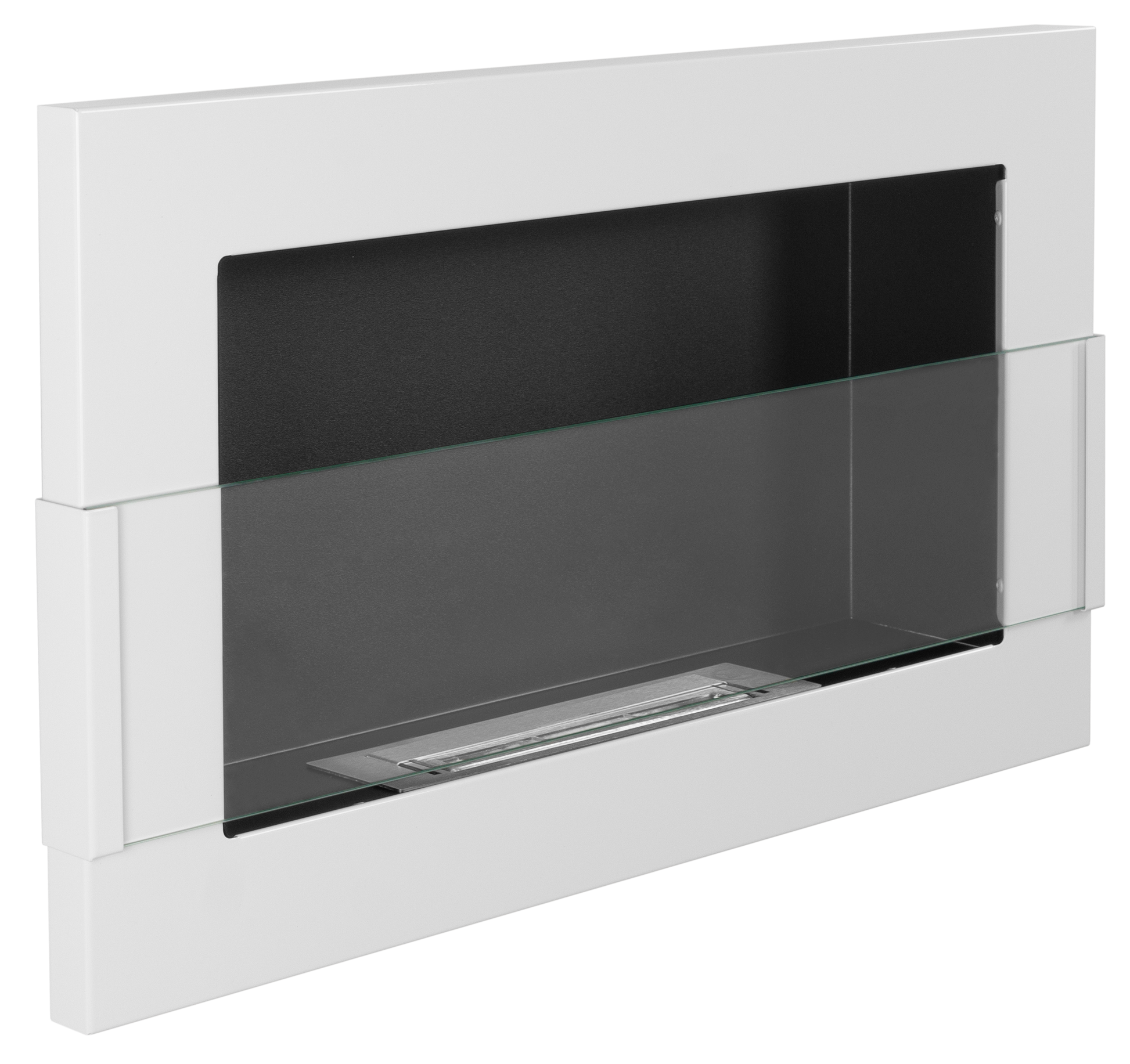 Campo24 - Gel- & Wand-Ethanol - Kamin mit Sicherheitsglas - Gelkamin Ethanolkamin - Weiß Hochglanz - 65 cm