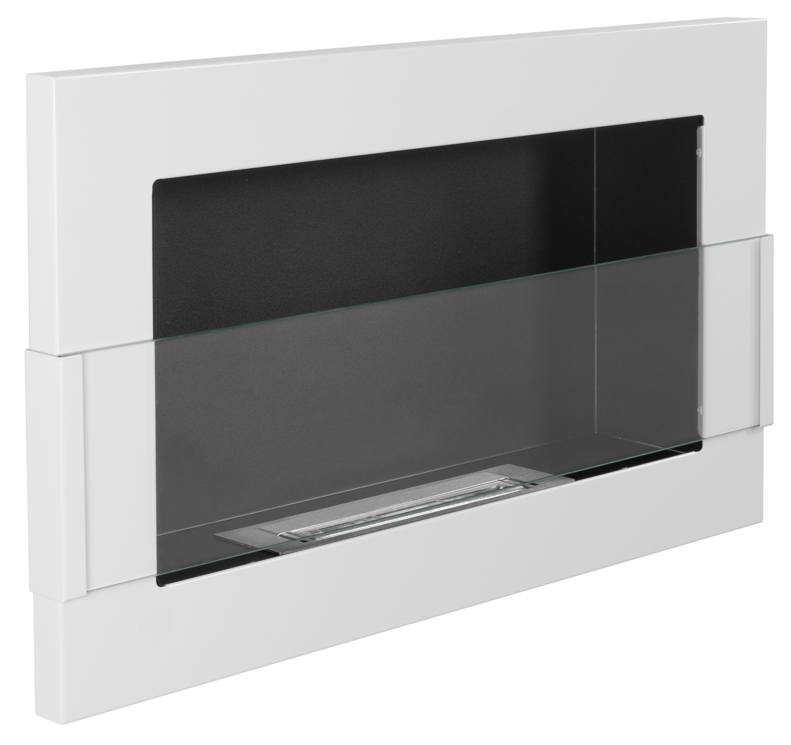 Campo24 - Gel &amp; Wall Ethanol Fireplace with Safety Glass - Gel Fireplace Ethanol Fireplace - White High Gloss - 65 cm
