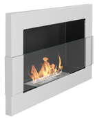 Campo24 - Gel &amp; Wall Ethanol Fireplace with Safety Glass - Gel Fireplace Ethanol Fireplace - White High Gloss - 65 cm