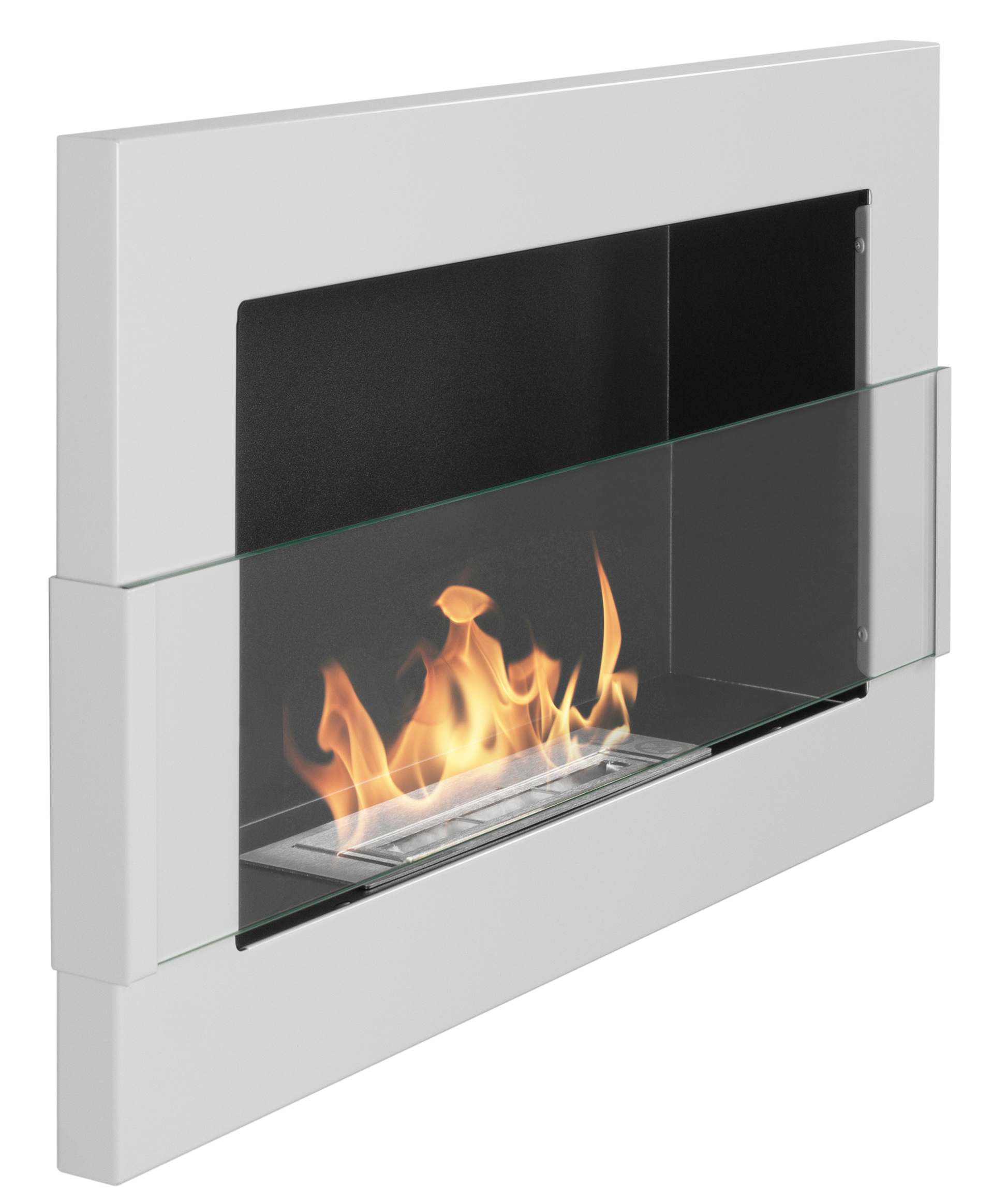 Campo24 - Gel- & Wand-Ethanol - Kamin mit Sicherheitsglas - Gelkamin Ethanolkamin - Weiß Hochglanz - 65 cm